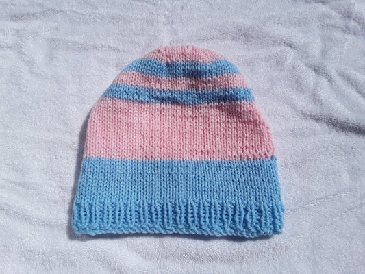 Pink and Blue Baby Stripes Hat