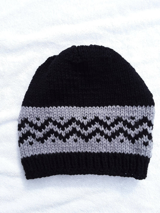 Black and Grey ZigZag Hat