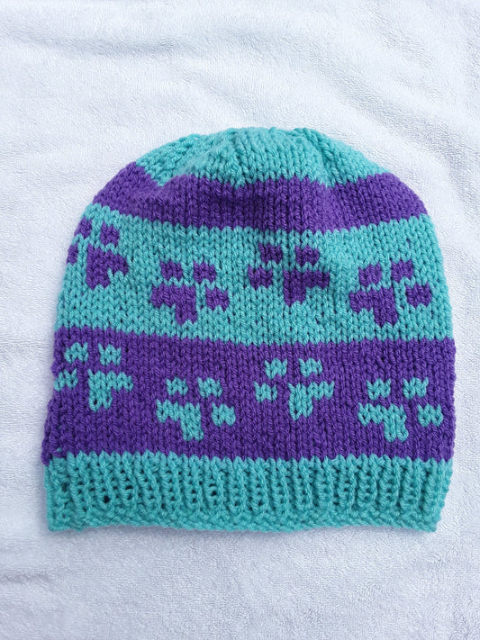 Purple and Teal Pawprints Hat