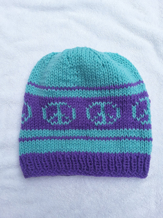 Purple and Teal Peace Sign Hat