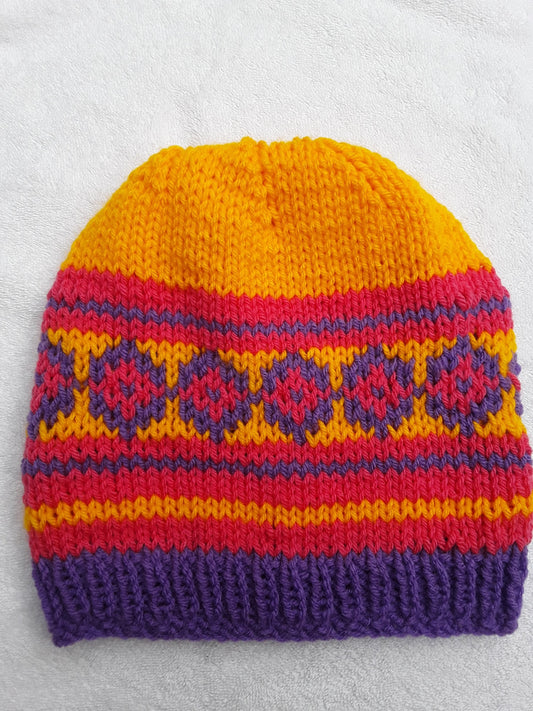 Pink, Purple, and Yellow Diamonds Hat