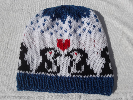Penguins and Hearts Hat