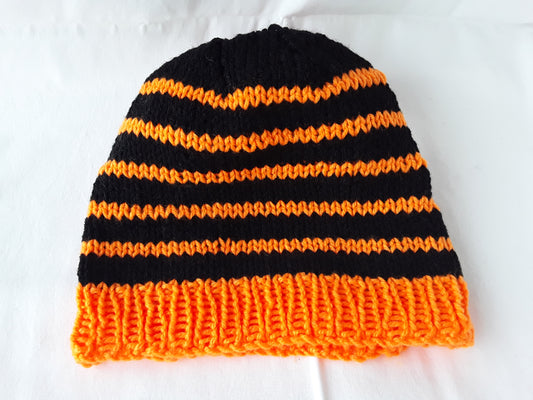 Black and Orange Striped Hat