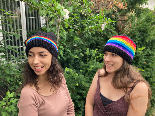 Thick or Thin Rainbow Stripe Hat (two options)