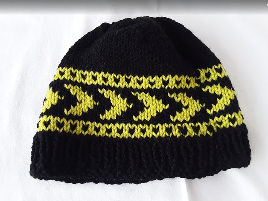 Black and Green Chevron Motif Hat