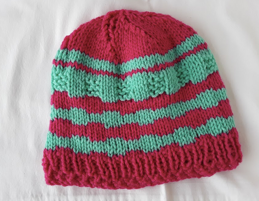 Teal and Coral Textured Hat