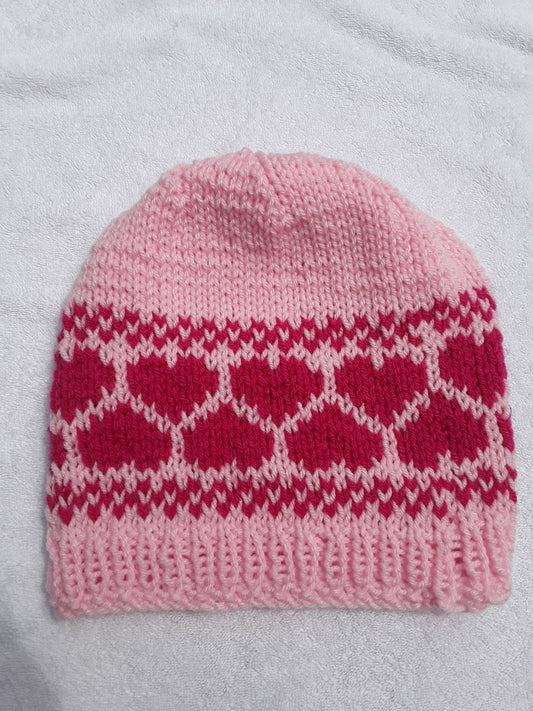 Pink Heart Mosaic Hat
