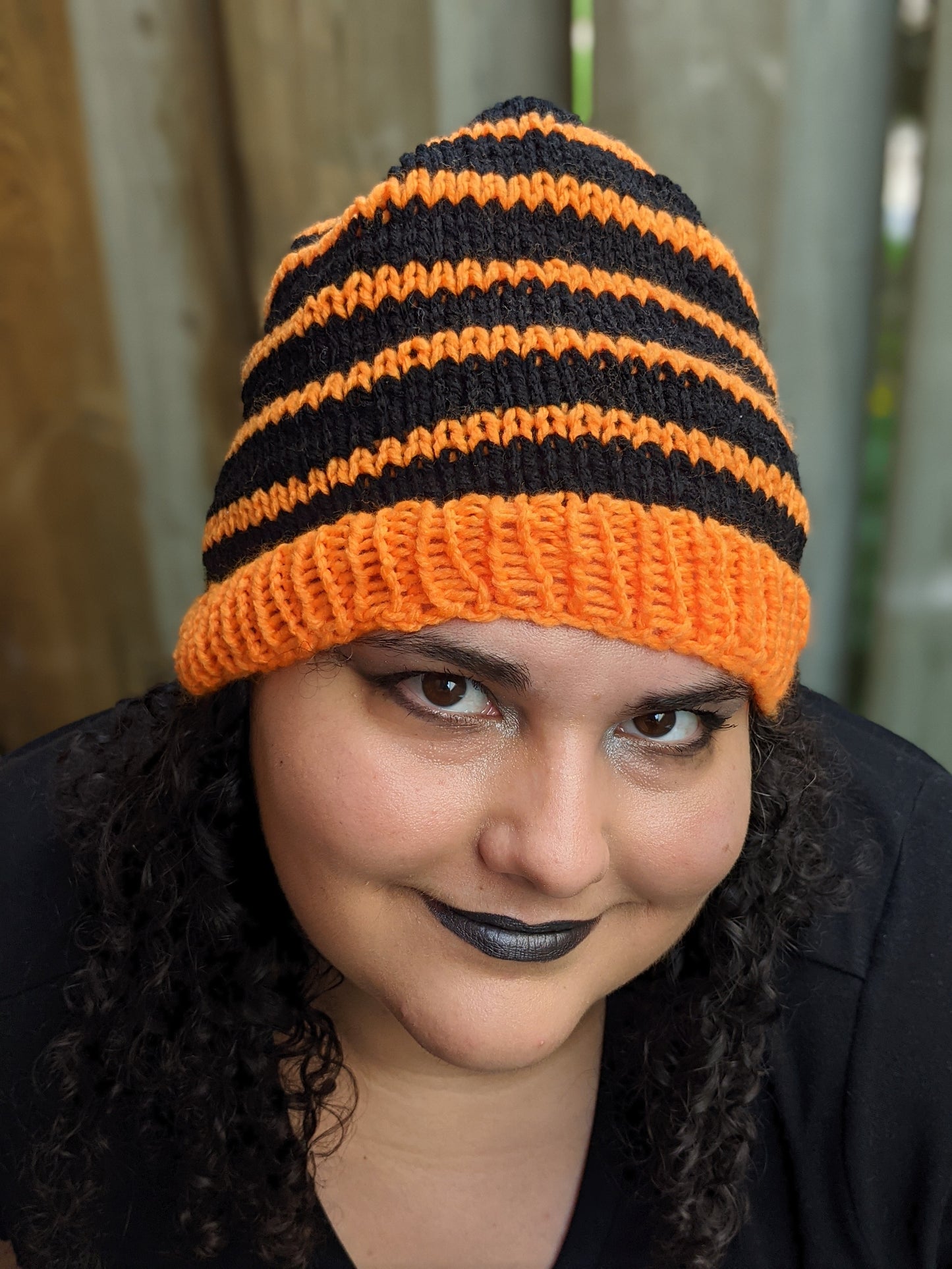 Black and Orange Striped Hat